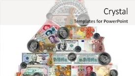  Presentation with money - PPT layouts featuring international finance - money pyramid contain different currencies background and a white colored foreground