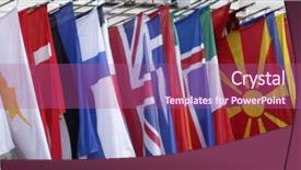  Presentation with vienna - Audience pleasing slide deck consisting of international flags at the hofburg backdrop and a coral colored foreground