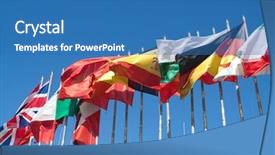  Presentation with world flags - PPT layouts consisting of international flags blowing background and a teal colored foreground