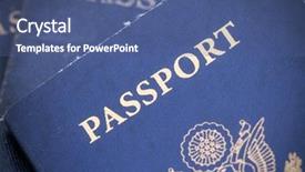  Presentation with international - Presentation theme enhanced with international governance - macro of us passports background and a ocean colored foreground