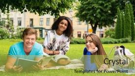 Presentation with multi ethnic group - Beautiful presentation theme featuring group of multi ethnic students backdrop and a yellow colored foreground
