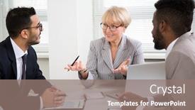  Presentation with international business - Slide deck consisting of international-group-of-business-people background and a gray colored foreground