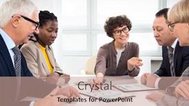  Presentation with international business - PPT layouts consisting of international-group-of-business-people background and a coral colored foreground