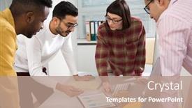  Presentation with international business - Colorful slides enhanced with international-group-of-business-people backdrop and a coral colored foreground