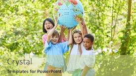  Presentation with international - PPT layouts featuring international-group-of-children-holds background and a yellow colored foreground