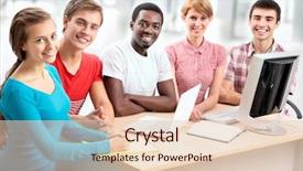  Presentation with international - Slides featuring international group of students studying background and a lemonade colored foreground