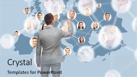  Presentation with business communication - Slide deck consisting of international human resource management - business people communication cooperation background and a light blue colored foreground