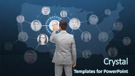  Presentation with business communication for students - Theme having international human resource management - business people communication cooperation background and a navy blue colored foreground