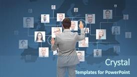  Presentation with business communication for students - Slide set having international human resource management - business people communication cooperation background and a ocean colored foreground