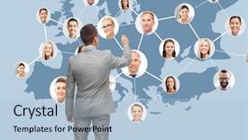  Presentation with business communication for students - Presentation design featuring international human resource management - business people communication cooperation background and a light blue colored foreground