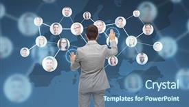  Presentation with nonverbal business communication - Slide set featuring international human resource management - business people communication cooperation background and a ocean colored foreground