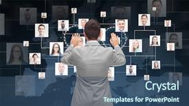  Presentation with great communication skills in business - PPT layouts enhanced with international human resource management - business people communication cooperation background and a ocean colored foreground