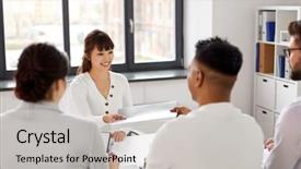  Presentation with job interview - Audience pleasing presentation theme consisting of international human resource management - new job hiring and employment backdrop and a light gray colored foreground