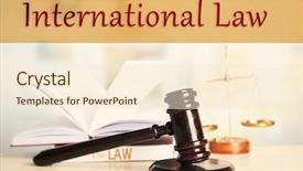  Presentation with international law - Beautiful presentation theme featuring gold scales justice gavel - international law concept backdrop and a cream colored foreground