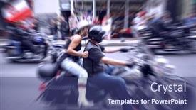  Presentation with association - Colorful presentation theme enhanced with international-meeting-of-motor-association backdrop and a ocean colored foreground