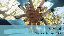  Presentation with unity - Presentation theme enhanced with international-microvolunteering-day-text background and a light blue colored foreground