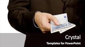  Presentation with money notes - Cool new presentation design with international monetary fund - detail of man hand backdrop and a black colored foreground