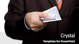  Presentation with money notes - Theme featuring international monetary fund - detail of man hand background and a black colored foreground