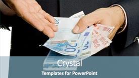  Presentation with money notes - Cool new presentation theme with international monetary fund - detail of man hands backdrop and a teal colored foreground