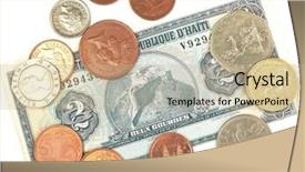  Presentation with foreign currency - Colorful PPT theme enhanced with international monetary fund - foreign currency backdrop and a coral colored foreground