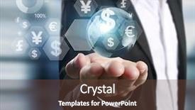  Presentation with international - Slide set with international money - businessman with financial symbols coming background and a tawny brown colored foreground