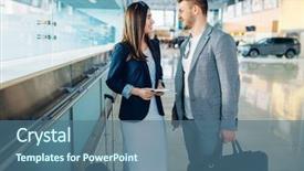  Presentation with passengers - Audience pleasing theme consisting of international negotiation - business class passengers waiting backdrop and a ocean colored foreground