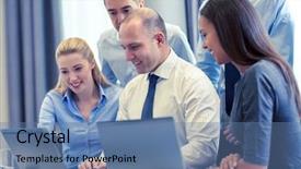  Presentation with negotiation - Colorful theme enhanced with international negotiation - business people and technology concept backdrop and a teal colored foreground