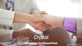  Presentation with negotiation - Theme with international negotiation - close-up of two business people background and a tawny brown colored foreground