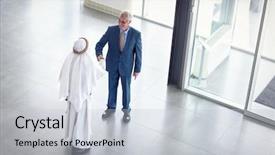  Presentation with company - Presentation having international negotiation - manager of global company receive background and a light gray colored foreground