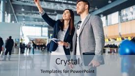  Presentation with passengers - Presentation theme having international negotiation - passengers of business class waiting background and a seafoam green colored foreground