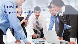  Presentation with team working together - Presentation theme with international organizations - business team working on their background and a sky blue colored foreground