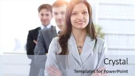  Presentation with international business - Slides consisting of international organizations - business woman and business team background and a light blue colored foreground