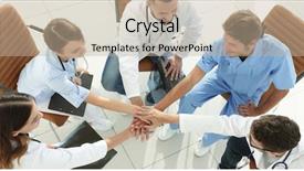  Presentation with medical desk - Cool new presentation with international patient - medical staff hands clasped together backdrop and a  colored foreground