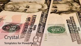  Presentation with dollar - Colorful PPT theme enhanced with international payments - 20 and 50 dollar bill backdrop and a coral colored foreground