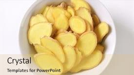  Presentation with international - Cool new presentation design with international products - overhead view of sliced ginger backdrop and a yellow colored foreground