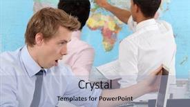  Presentation with international relations - Colorful presentation design enhanced with international relations - man yawning in front backdrop and a light blue colored foreground