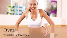  Presentation with international relations - Presentation design with international relations - young woman in sport wear background and a coral colored foreground