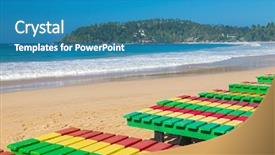  Presentation with sri lanka - Theme featuring international resorts - colourful wooden deck chairs background and a  colored foreground