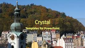  Presentation with natural spa resort - Presentation design consisting of international resorts - famous spa resort karlovy vary background and a tawny brown colored foreground