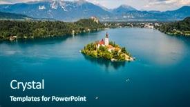  Presentation with resort - Presentation theme having international resorts - slovenia - aerial view resort background and a ocean colored foreground