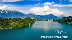  Presentation with resort - Cool new presentation theme with international resorts - slovenia - aerial view resort backdrop and a ocean colored foreground