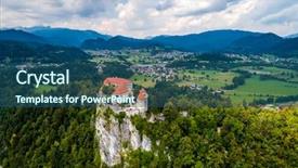  Presentation with city of chicago aerial view - Colorful PPT theme enhanced with international resorts - slovenia - aerial view resort backdrop and a  colored foreground