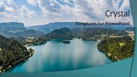  Presentation with aerial - Audience pleasing PPT theme consisting of international resorts - slovenia - panorama aerial view backdrop and a light blue colored foreground