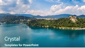  Presentation with aerial view of cape town - Slide set consisting of international resorts - slovenia - panorama aerial view background and a ocean colored foreground