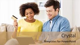  Presentation with cashback online shopping - Cool new PPT layouts with international retailing - technology online shopping and people backdrop and a coral colored foreground