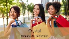  Presentation with consumerism - Colorful theme enhanced with international retailing - sale consumerism and people concept backdrop and a yellow colored foreground