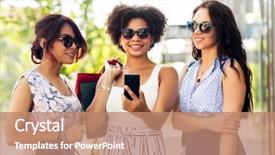  Presentation with consumerism - Cool new presentation theme with sale consumerism and people concept backdrop and a coral colored foreground