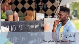  Presentation with food truck - PPT theme with billboard at food truck background and a light blue colored foreground