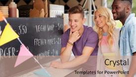  Presentation with food truck - Presentation having friends looking at billboard background and a coral colored foreground