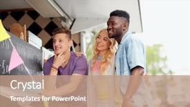  Presentation with food truck - Audience pleasing presentation theme consisting of friends looking at billboard backdrop and a coral colored foreground